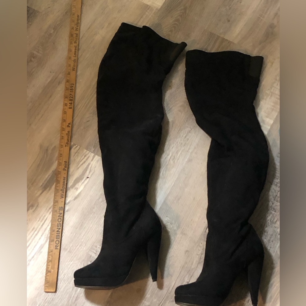 Thigh high suede boots
